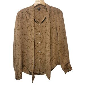 T Babaton Top Sheer 100% Silk Brown Blouse Top Womens‎ Size XS